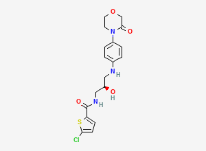 Two-dimensional chemical structure of 5-Chloro-N-((2R)-2-hydroxy-3-((4-(3-oxo-4-morpholinyl)phenyl)amino)propyl)-2-thiophenecarboxamide