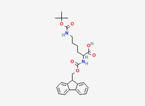 Two-dimensional chemical structure of N6-(tert-Butoxycarbonyl)-N2-((9H-fluoren-9-ylmethoxy)carbonyl)-L-lysine