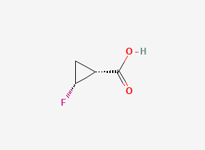 Two-dimensional chemical structure of (1R,2R)-2-fluorocyclopropane-1-carboxylic acid