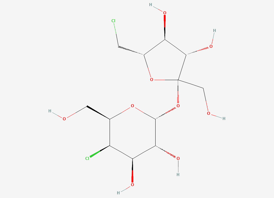 Two-dimensional chemical structure of Sucralose EP Impurity E /4,6′-dichloro-4,6′-dideoxygalactosucrose, CAS 55832-24-1