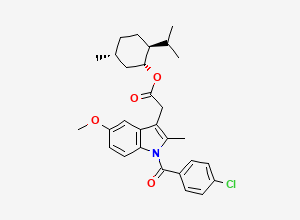 Two-dimensional chemical structure of Indomethacin 1-Menthol ester, CAS 193603-94-0