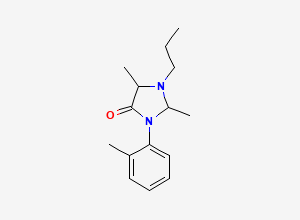 Two-dimensional chemical structure of 2,5-dimethyl-3-(2-methylphenyl)-1-propylimidazolidin-4-one