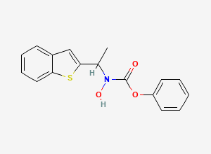 Two-dimensional chemical structure of Phenyl (1-(benzo[b]thiophen-2-yl)ethyl)(hydroxy)carbamate, CAS 1026256-93-8
