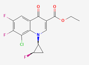 Two-dimensional chemical structure of Ethyl 8-chloro-6,7-difluoro-1-((1S,2R)-2-fluorocyclopropyl)-4-oxo-1,4-dihydroquinoline-3-carboxylate