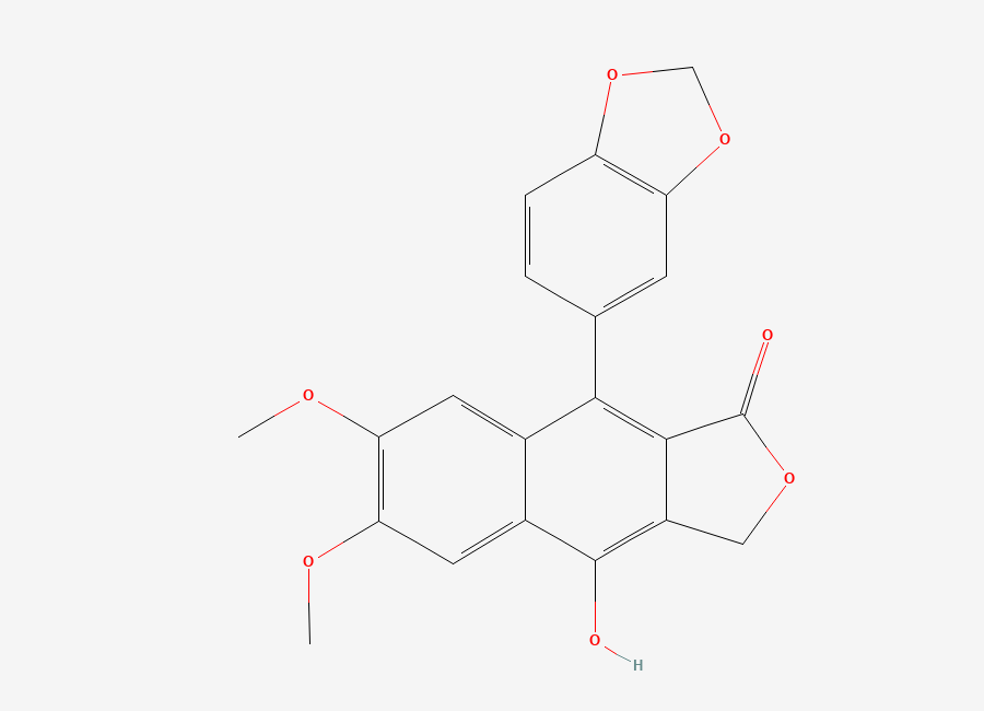 Two-dimensional chemical structure of 9-(1,3-Benzodioxol-5-yl)-4-hydroxy-6,7-dimethoxynaphtho(2,3-c)furan-1(3H)-one