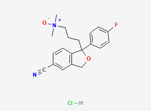 Two-dimensional chemical structure of EsCitalopram EP Impurity H/ Citalopram Related Compound E/ Citalopram N-Oxide (HCl salt), CAS 62498-71-9