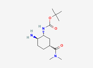 Two-dimensional chemical structure of Tert-Butyl ((1R,2R,5R)-2-Amino-5-(dimethylcarbamoyl)cyclohexyl)carbamate, CAS 2081883-53-4