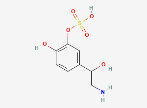 Two-dimensional chemical structure of DL-Norepinephrine 3-Sulfate / 4-(2-Amino-1-hydroxyethyl)-1,2-benzenediol 2-(Hydrogen Sulfate) / (±)-4-(2-Amino-1-hydroxyethyl)-1,2-benzenediol 2-(Hydrogen Sulfate) / (±)-Norepinephrine-3-O-sulfate, CAS 112346-92-6