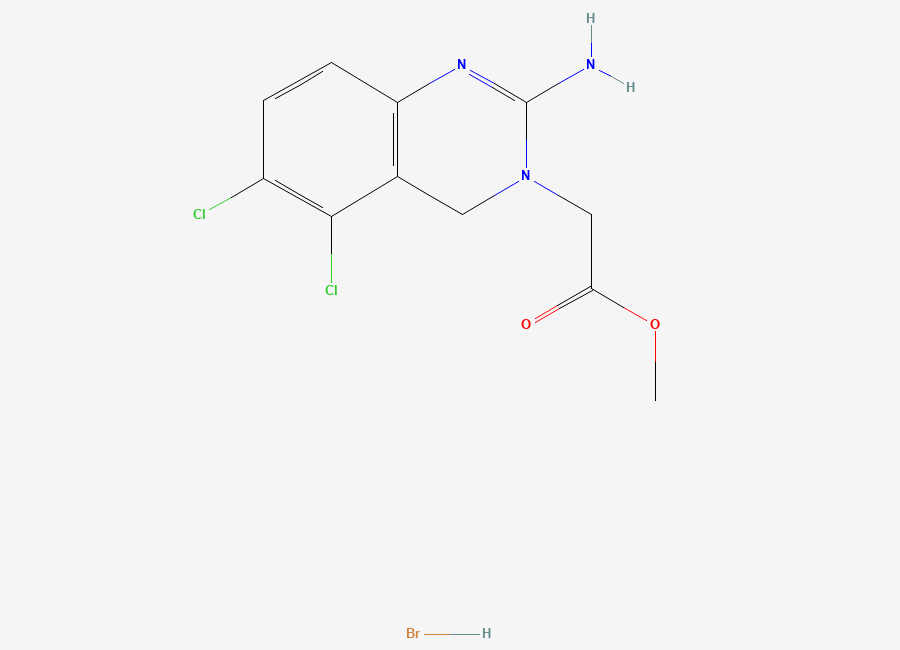 Two-dimensional chemical structure of 2-Amino-5,6-dichloro-3(4H)-quinazolineacetic Acid Methyl Ester Monohydrobromide