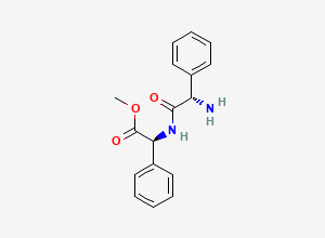 Two-dimensional chemical structure of methyl (2S)-2-[[(2S)-2-amino-2-phenylacetyl]amino]-2-phenylacetate, CAS 722547-49-1