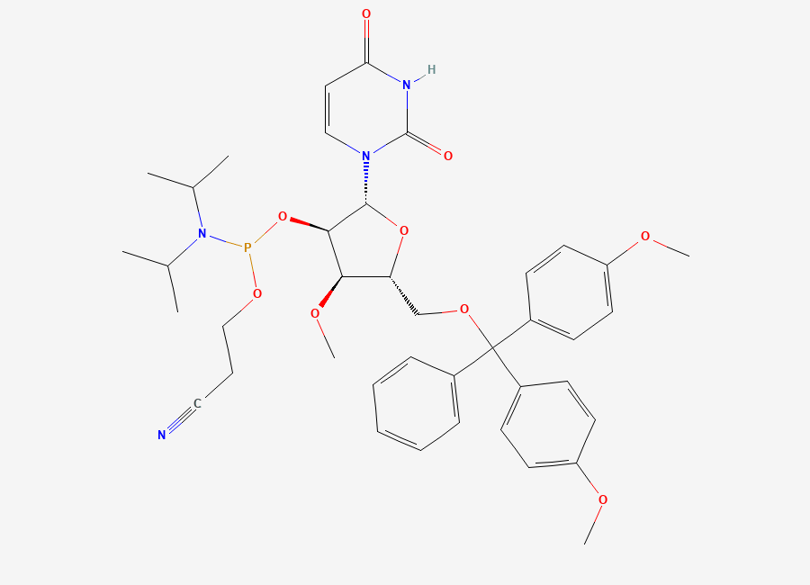 Two-dimensional chemical structure of 3'-O-Me-U-2'-phosphoramidite
