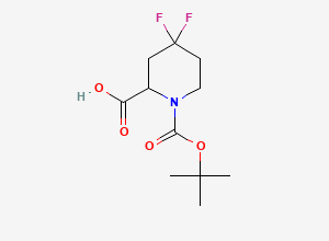Two-dimensional chemical structure of 1-((Tert-butoxy)carbonyl)-4,4-difluoropiperidine-2-carboxylic acid
