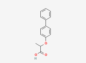 Two-dimensional chemical structure of 2-(4-Biphenylyloxy)propionic acid
