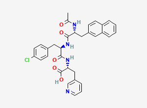Two-dimensional chemical structure of (R)-2-((R)-2-((R)-2-Acetamido-3-(naphthalen-2-yl)propanamido)-3-(4-chlorophenyl)propanamido)-3-(pyridin-3-yl)propanoic acid