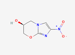 Two-dimensional chemical structure of (S)-2-nitro-6,7-dihydro-5H-imidazo(2,1-b)(1,3)oxazin-6-ol