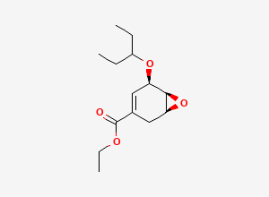Two-dimensional chemical structure of ethyl (1S,5R,6S)-5-(1-ethylpropoxy)-7-oxabicyclo[4.1.0]hept-3-ene-3-carboxylate, CAS 204254-96-6