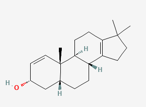 Two-dimensional chemical structure of 17,17-Dimethyl-18-nor-5β-androsta-1,13-dien-3α-ol, CAS 186099-81-0