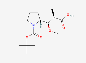 Two-dimensional chemical structure of (2R,3S)-3-((R)-1-(tert-Butoxycarbonyl)pyrrolidin-2-yl)-3-methoxy-2-methylpropanoic acid