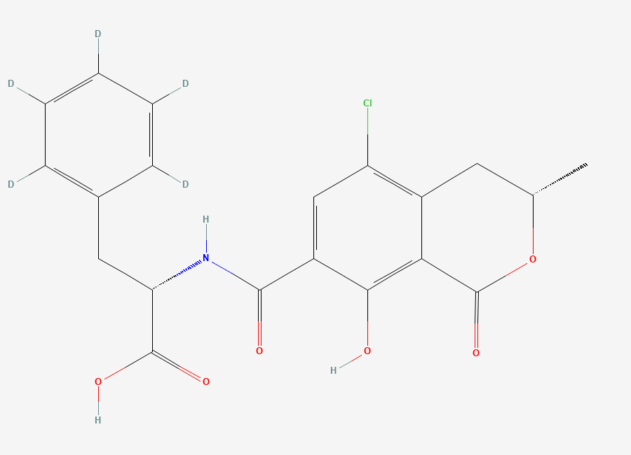 Two-dimensional chemical structure of 3-epi-Ochratoxin A-D5, CAS 1177316-02-7