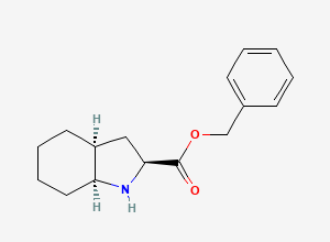 Two-dimensional chemical structure of benzyl (2S,3aS,7aS)-octahydro-1H-indole-2-carboxylate