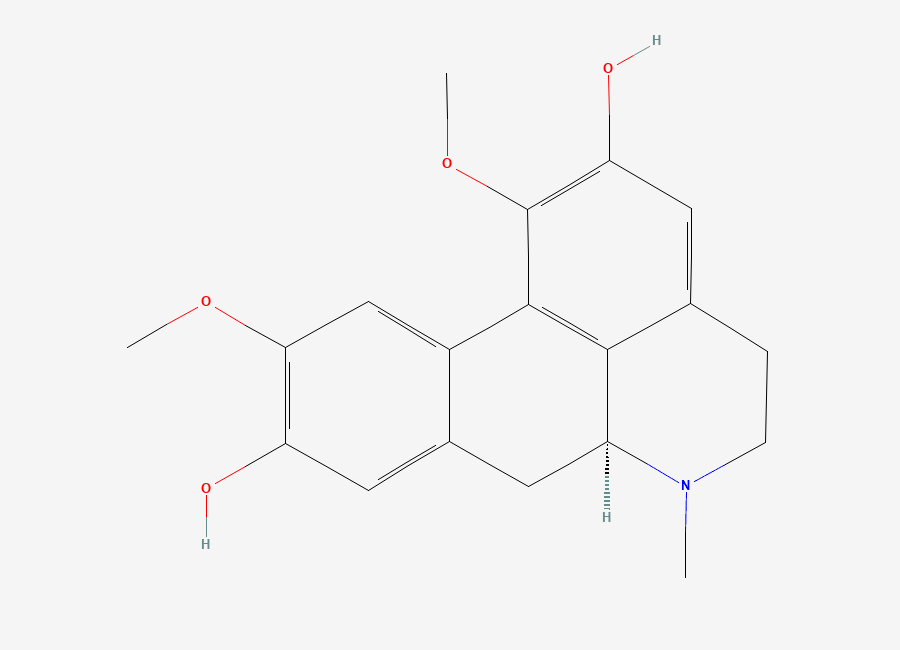 Two-dimensional chemical structure of Boldine, CAS 476-70-0