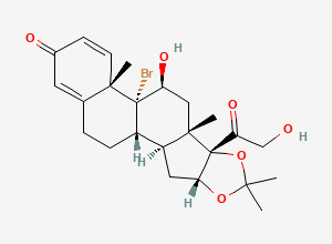 Two-dimensional chemical structure of Desonide Bromo Impurity, CAS 39672-77-0