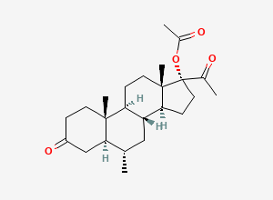 Two-dimensional chemical structure of 17-(Acetyloxy)-6alpha-methyl-5beta-pregnane-3,20-dione, CAS 113891-99-9