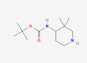 Two-dimensional chemical structure of tert-butyl N-(3,3-dimethylpiperidin-4-yl)carbamate