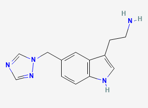 Two-dimensional chemical structure of Rizatriptan Di-Demethyl Impurity / 2-(5-[1,2,4]-triazol-1-ylmethyl-1H-indol-3-yl)-ethylamine, CAS 144035-23-4
