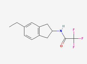 Two-dimensional chemical structure of N-(5-ethyl-2,3-dihydro-1H-inden-2-yl)-2,2,2-trifluoroacetamide