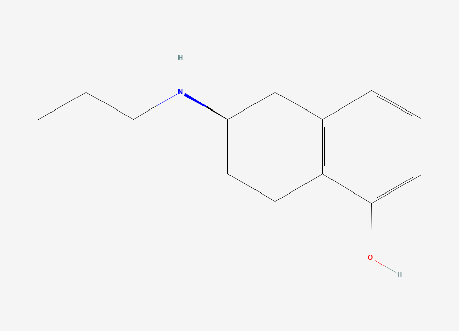 Two-dimensional chemical structure of (6R)-5,6,7,8-Tetrahydro-6-(propylamino)-1-naphthalenol