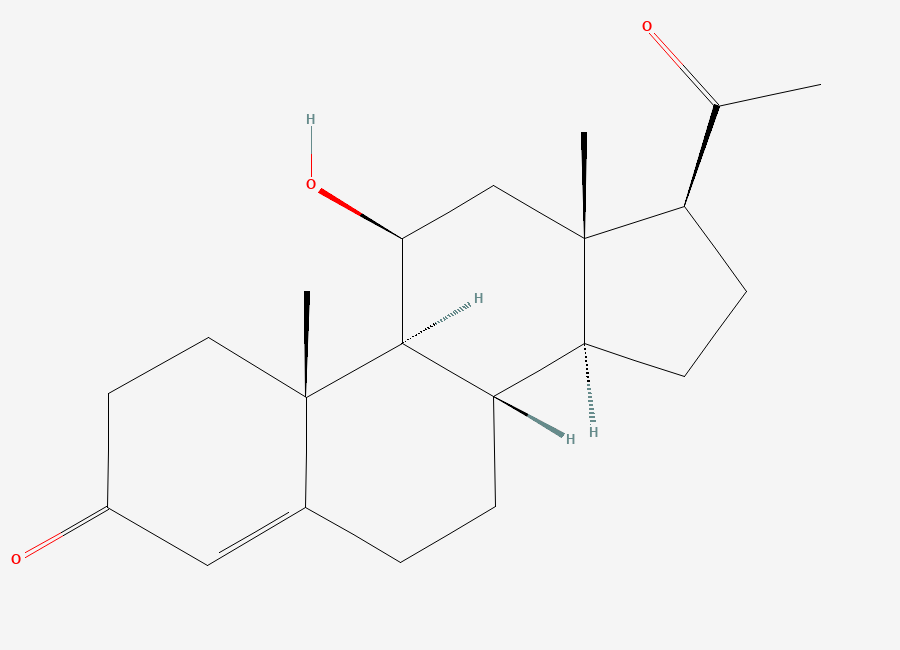 Two-dimensional chemical structure of 11beta-Hydroxyprogesterone