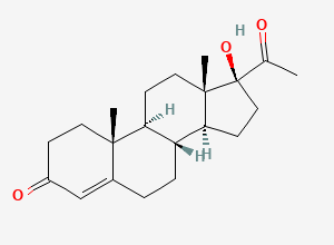Two-dimensional chemical structure of 17β-Hydroxyprogesterone, CAS 604-09-1