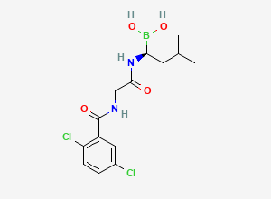 Two-dimensional chemical structure of [(1S)-1-[[2-[(2,5-dichlorobenzoyl)amino]acetyl]amino]-3-methylbutyl]boronic acid