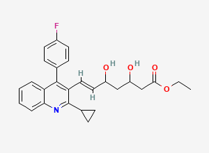 Two-dimensional chemical structure of Ethyl (E)-3,5-dihydroxy-7-[2-cyclopropyl-4-(4-fluorophenyl)-3-quinolinyl]-hept-6-enoate, CAS 172336-32-2