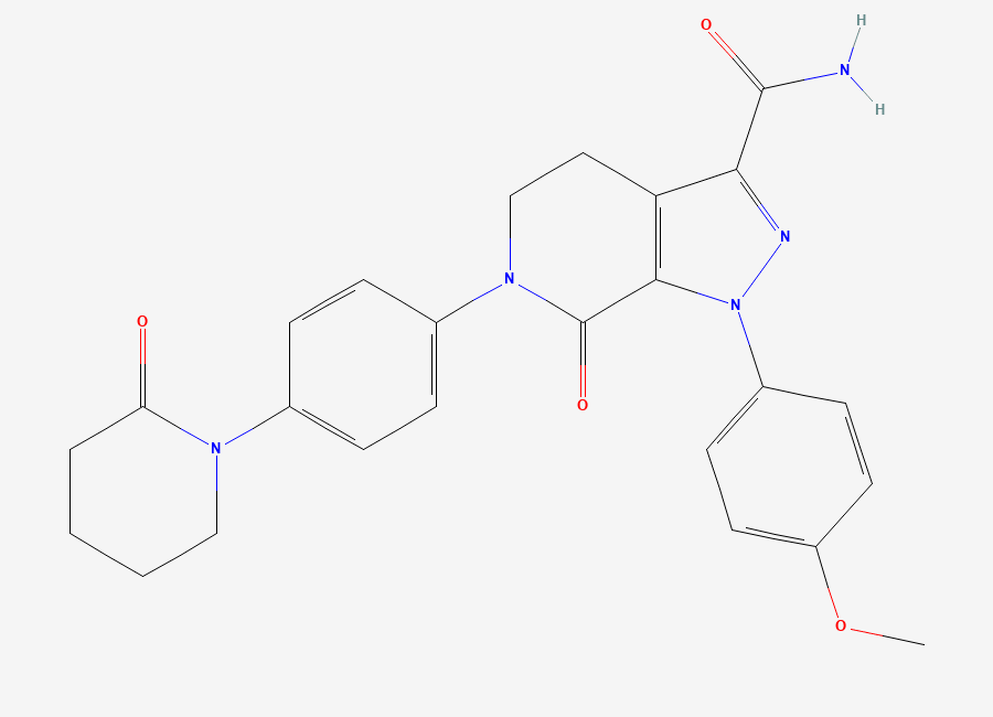 Two-dimensional chemical structure of Apixaban, CAS 503612-47-3
