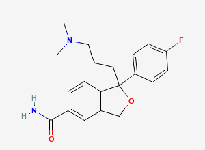 Two-dimensional chemical structure of Citalopram EP Impurity A / Escitalopram EP Impurity A / Citalopram Amide / Citalopram Related Compound A, CAS 64372-56-1