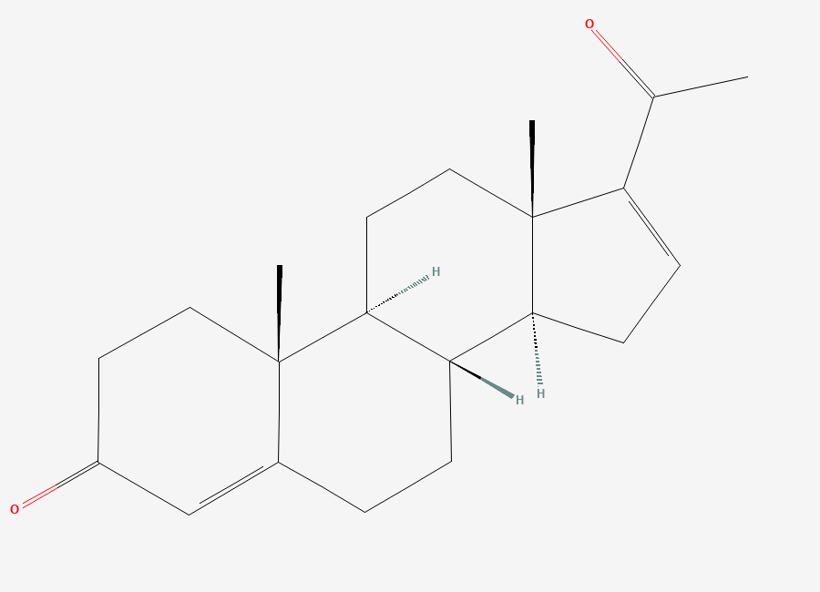Two-dimensional chemical structure of 16-Dehydroprogesterone, CAS 1096-38-4