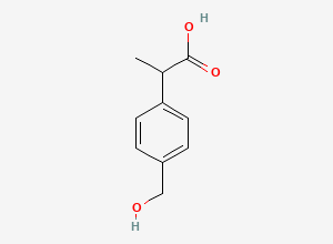 Two-dimensional chemical structure of 2-[4-(hydroxymethyl)phenyl]propanoic Acid, CAS 88416-60-8