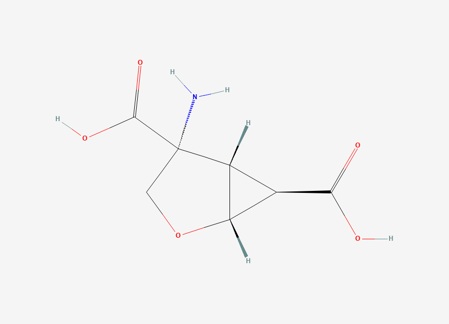 Two-dimensional chemical structure of (1R,4R,5S,6R)-4-Amino-2-oxabicyclo(3.1.0)hexane-4,6-dicarboxylic acid