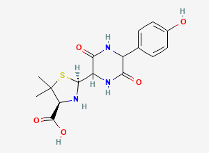 Two-dimensional chemical structure of Amoxicillin (2S)-Piperazine-2,5-dione, CAS 210289-71-7