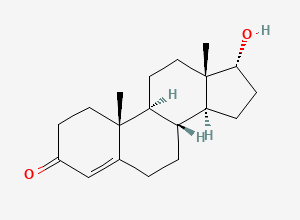 Two-dimensional chemical structure of Testosterone EP Impurity C / Testosterone Related Compond C / 17-Epi Testosterone / Cis-Testosterone / Epitestosterone, CAS 481-30-1