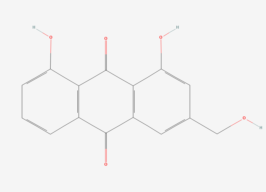 Two-dimensional chemical structure of Aloe Emodin, CAS 481-72-1
