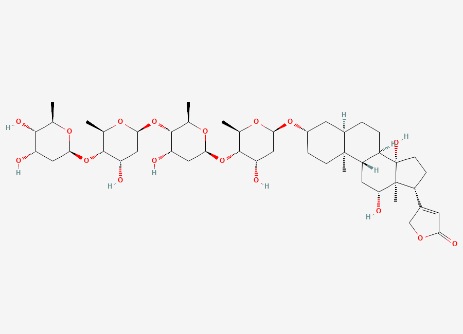 Two-dimensional chemical structure of Digoxin EP Impurity K/ Digoxigenin Tetradigitoxoside, CAS 31539-05-6