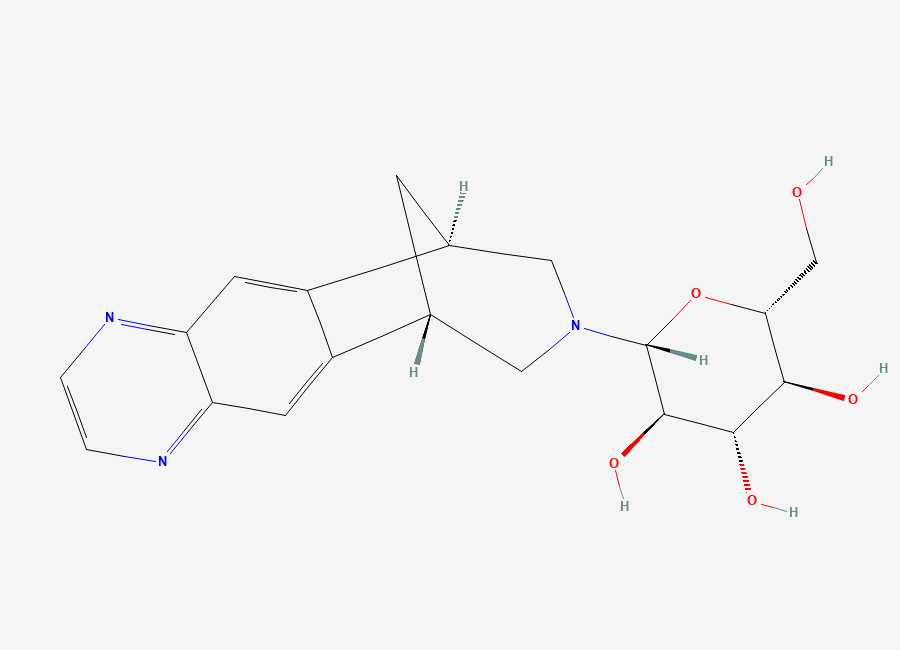Two-dimensional chemical structure of Varenicline N-Glucoside, CAS 873302-31-9