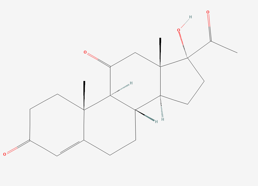 Two-dimensional chemical structure of 21-Deoxy Cortisone, CAS 1882-82-2