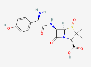 Two-dimensional chemical structure of (2S,5R,6R)-6-((R)-2-Amino-2-(4-hydroxyphenyl)acetamido)-3,3,5,6-tetramethyl-7-oxo-4-thia-1-azabicyclo[3.2.0]heptane-2-carboxylic acid 4-oxide (Amoxicillin Impurity)