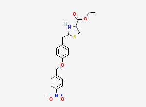 Two-dimensional chemical structure of 2-[[4-[(4-Nitrophenyl)methoxy]phenyl]methyl]-4-thiazolidinecarboxylic acid ethyl ester