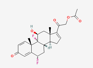 Two-dimensional chemical structure of 6alpha,9-Difluoro-11beta,21-dihydroxypregna-1,4,16-triene-3,20-dione 21-acetate
