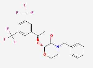 Two-dimensional chemical structure of (R)-4-benzyl-2-((R)-1-(3,5-bis(trifluoromethyl)phenyl)ethoxy)morpholin-3-one, CAS 287930-75-0